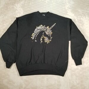 VTG Sunbelt Sportswear Crewneck Unicorn Graphic Metallic Glitter Sz XL